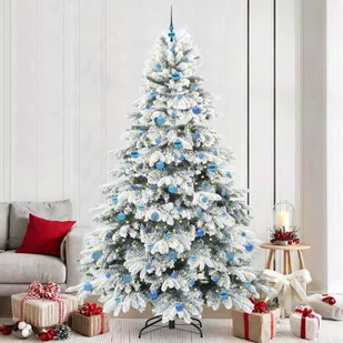 vidaXL Sztuczna choinka z 300 diodami LED Zielony 240 cm PE i PVC - Choinki - miniaturka - grafika 1