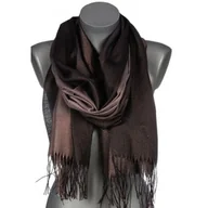 Apaszki i szaliki damskie - Szalik damski szal błyszczący ZŁOTA NITKA z frędzlami NA PREZENT AX-120-7 czarny - miniaturka - grafika 1