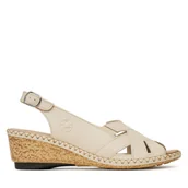 Sandały damskie - Sandały Rieker 66189-60 Beżowy - miniaturka - grafika 1