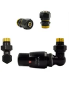 Zawory i kraniki - Zawór termostatyczny trójosiowy Master czarny mat prawy Pex - miniaturka - grafika 1