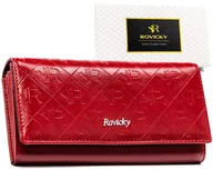 Portfele - Rovicky damski portfel z tłoczonej skóry pojemny RFID - miniaturka - grafika 1