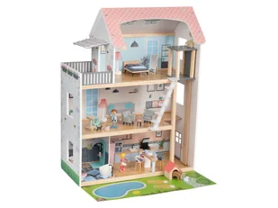 Playtive Drewniany domek dla lalek z wyposażeniem, 54 elementy - Zabawki kreatywne - miniaturka - grafika 1