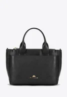 Torebki damskie - Damski kuferek z naturalnej skóry z odpinanym paskiem czarny - miniaturka - grafika 1