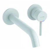 Baterie umywalkowe - KLUDI 382455376 BOZZ ścienna bateria umywalkowa, wylewka 230 mm; biały mat - miniaturka - grafika 1