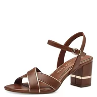 Sandały damskie - MARCO TOZZI Feel Me sandały damskie, miękka podszewka, wegańskie, 2-28340-42 sandały z obcasem, Cognac Comb, 42 EU - miniaturka - grafika 1