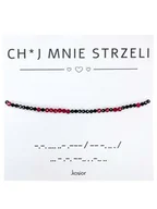 Bransoletki - Bransoletka z alfabetem Morse Kwarc czerwony, Agat - miniaturka - grafika 1