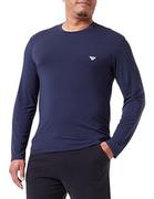 Koszulki męskie - Emporio Armani Męski t-shirt z długim rękawem Soft Modal, morski, XL - miniaturka - grafika 1