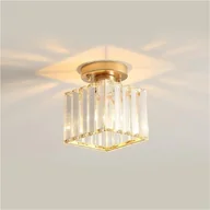Lampy sufitowe - Miniaturowy żyrandol kryształowy - Nowoczesna lampa sufitowa półwpuszczana - Idealna do przedpokoju, kuchni, sypialni, baru - Złota, kwadratowa, 1 sz - miniaturka - grafika 1
