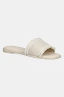 Klapki i japonki damskie - Tommy Hilfiger klapki FRINGE CANVAS FLAT SANDAL damskie kolor beżowy FW0FW08908 - miniaturka - grafika 1