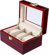 Biżuteria - akcesoria - Pudełko na zegarki dla mężczyzn, organizer na 3 zegarki (czerwony) - miniaturka - grafika 1