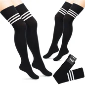 Skarpetki damskie - Sokko Zakolanówki Bawełniane Damskie Długie Paski - Zak-Adi-Cza-36-41 - miniaturka - grafika 1