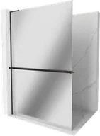 Ścianki i drzwi prysznicowe - Mexen Kioto+ L ścianka prysznicowa z półką Walk-in 100 x 200 cm, lustro, czarna - 800-100-123-70-50 - miniaturka - grafika 1