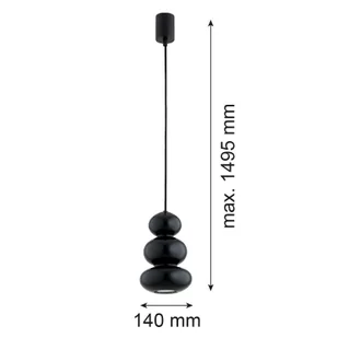 Lampa wisząca szklana Oman Argon, możliwość ściemniania, czarny, salon / jadalnia, szkło - Lampy sufitowe - miniaturka - grafika 1