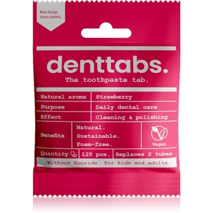 DENT tabs Tabletki do mycia zębów dla dzieci bez fluoru TRUSKAWKOWE 125 szt. DENT 003 - Pasty do zębów - miniaturka - grafika 1
