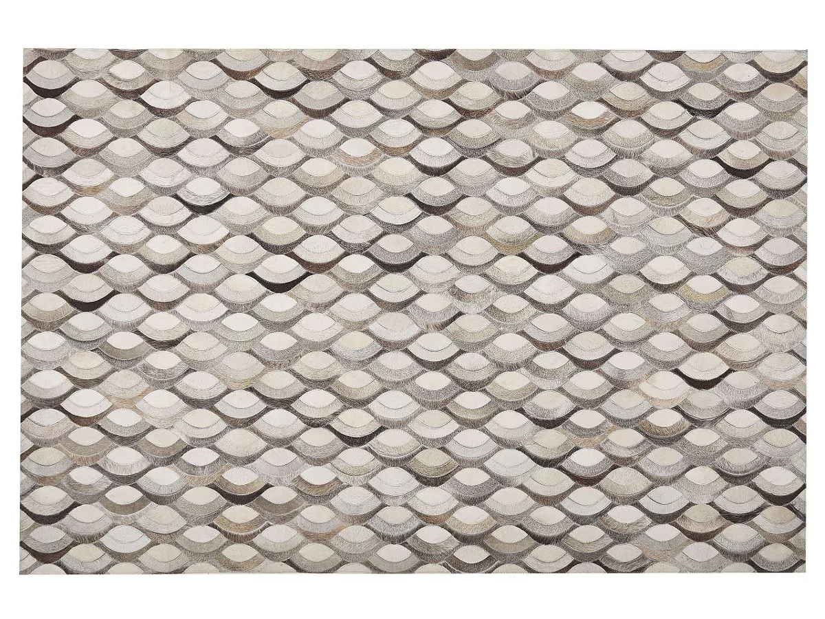 Beliani Dywan patchworkowy skórzany 160 x 230 cm brązowo-beżowy KIRCA