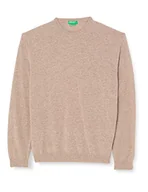 Koszulki męskie - United Colors of Benetton Koszulka męska G/C M/L 1002u1g34 sweter, beżowy 530, XS - miniaturka - grafika 1