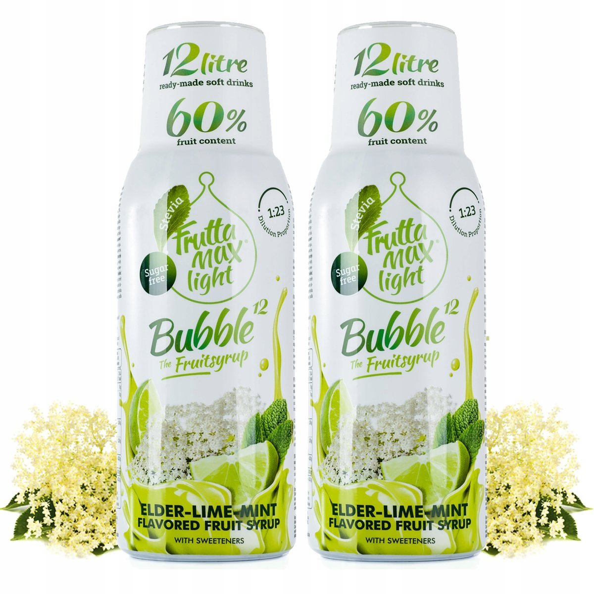Zestaw 2 koncentratów FruttaMax do Saturatora Limonka Mięta Bez Light Bez Cukru 2x 500 ml