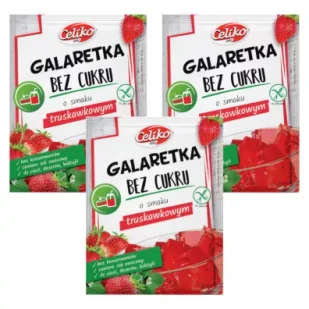 Celiko Galaretka o smaku truskawkowym bez dodatku cukru bezglutenowa Zestaw 3 x 14 g - Galaretki - miniaturka - grafika 1