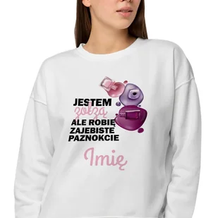 Bluza Biała Dresowa Damska Na Prezent Robię Paznokcie Wzory - M - Bluzy damskie - miniaturka - grafika 1