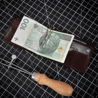 Portfele - Mały Portfel z Klipsem na Banknoty Karty Skórzany Brązowy Belveder BW58 - miniaturka - grafika 1