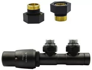 Zawór termostatyczny 50mm TWINS czarny strukturalny lewy GZ1/2 - Zawory i kraniki - miniaturka - grafika 1