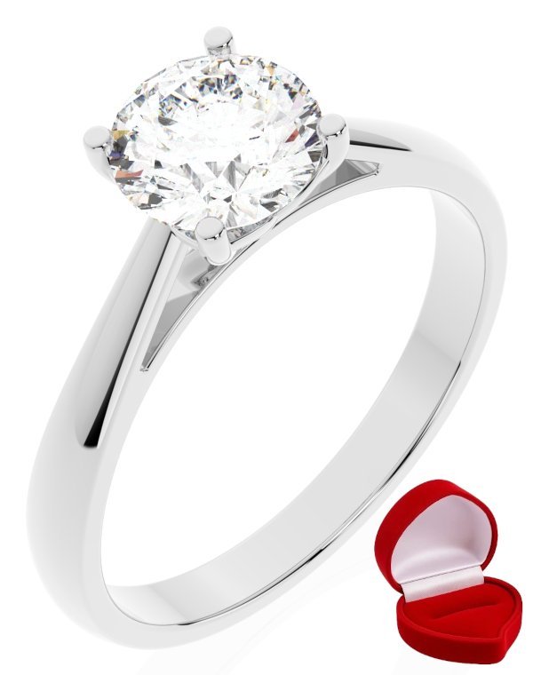 ZŁOTY PIERŚCIONEK ZARĘCZYNOWY 585 14k BRYLANT 1 ct BIAŁE ZŁOTO R9