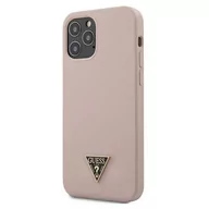 Etui i futerały do telefonów - Guess GUHCP12MLSTMLP iPhone 12/12 Pro 6,1" jasnoróżowy/light pink hardcase Silicone Triangle Logo GUE000920 - miniaturka - grafika 1