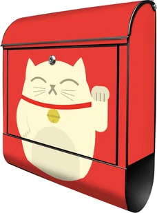 banjado design skrzynka na listy stalowa czarna z przegrodą na gazety malowana proszkowo "Manekineko" 38x46x12,5cm & 2 klucze - Skrzynka pocztowa A4 z materiałem montażowym [BKSCH 11799] - Manekiny wystawowe - miniaturka - grafika 1