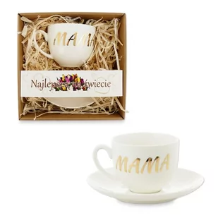 FILIŻANKA ZE SPODKIEM MAMA NAJLEPSZA NA ŚWIECIE BIAŁA 220ml - Kubki - miniaturka - grafika 1