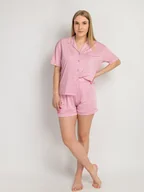 Piżamy damskie - Dwuczęściowa piżama w serca różowy XL - miniaturka - grafika 1