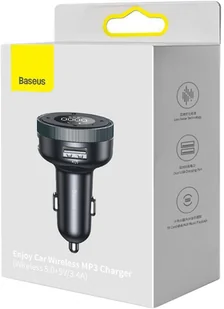 TRANSMITER FM ŁADOWARKA SAMOCHODOWA Baseus Enjoy CCLH-01 3.4A 2x USB-A JACK 3.5MM BT 5.0 - Ładowarki do telefonów - miniaturka - grafika 5