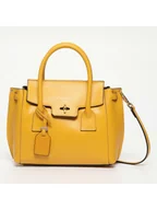 Torebki damskie - Victor & Hugo Paris Skórzana torebka "Jeny" w kolorze żółtym - 25 x 19 x 7 cm - miniaturka - grafika 1