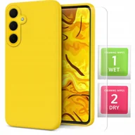 Etui i futerały do telefonów - Etui Do Samsung Galaxy A55 5G Żółte, Matowe, Silikonowe, Ochronne Szkło - miniaturka - grafika 1