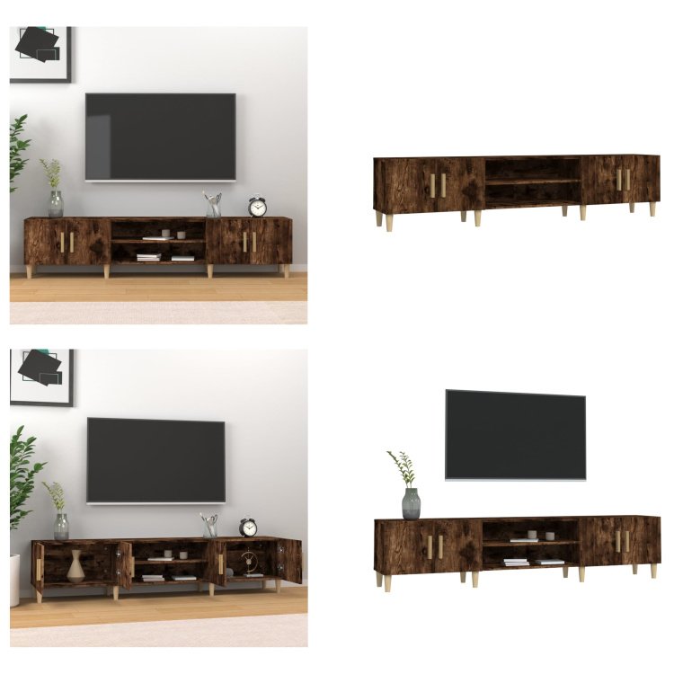 vidaXL Szafka pod TV dąb wędzony 180x31,5x40 cm materiał drewnopochodny - szafka pod TV - szafki pod TV - meble pod TV - stojak pod TV