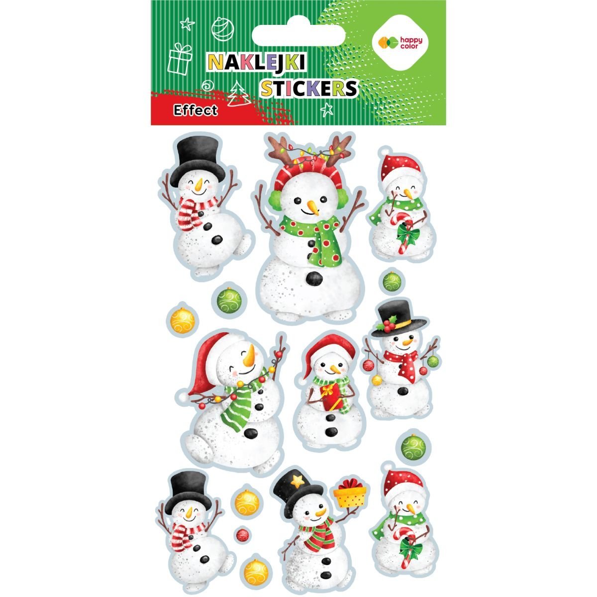 Naklejki EFFECT, Snowman, 10 cm x 20 cm, Happy Color