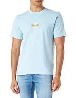 Koszulki męskie - Replay T-shirt męski, 109 Aegean Sky, L - miniaturka - grafika 1
