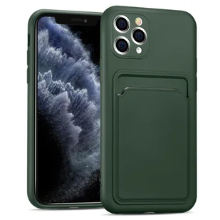 Etui na telefon komórkowy Apple iPhone 11 Pro Max silikonowe etui ochronne z kieszenią na kartę Slim Wallet Case, zielone - Etui i futerały do telefonów - miniaturka - grafika 1