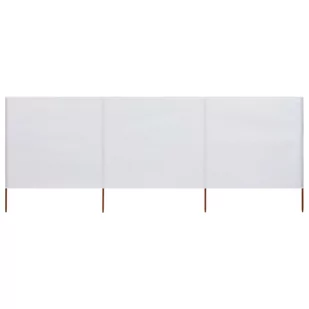 vidaXL Parawan 3-skrzydłowy z tkaniny, 400x80 cm, piaskowy biały vidaXL - Pawilony ogrodowe - miniaturka - grafika 1