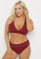 Stroje kąpielowe - Bordowe Bikini Biustonosz i Majtki Typu Figi z Ażurowym Wzorem Lunella - miniaturka - grafika 1