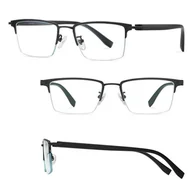 Okulary korekcyjne, oprawki, szkła - Ultralekkie tytanowe okulary zerówki z filtrem Blue Light do komputera Czarne TN826 - miniaturka - grafika 1