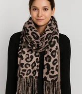 Apaszki i szaliki damskie - Elegancka chusta szalik z frędzlami - miniaturka - grafika 1