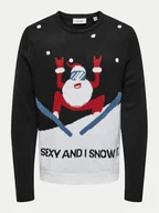 Swetry męskie - Only & Sons Sweter Xmas 22031170 Czarny Regular Fit - miniaturka - grafika 1