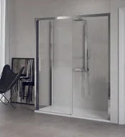 Ścianki i drzwi prysznicowe - Novellini Kuadra 2P Drzwi prysznicowe przesuwne z polem stałym 138-144x200 cm lewe, szkło przezroczyste, profile chrom KUAD2P138S-1K - miniaturka - grafika 1