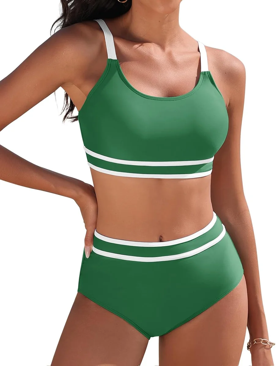 Damski dwuczęściowy strój kąpielowy push-up wysoki stan XL