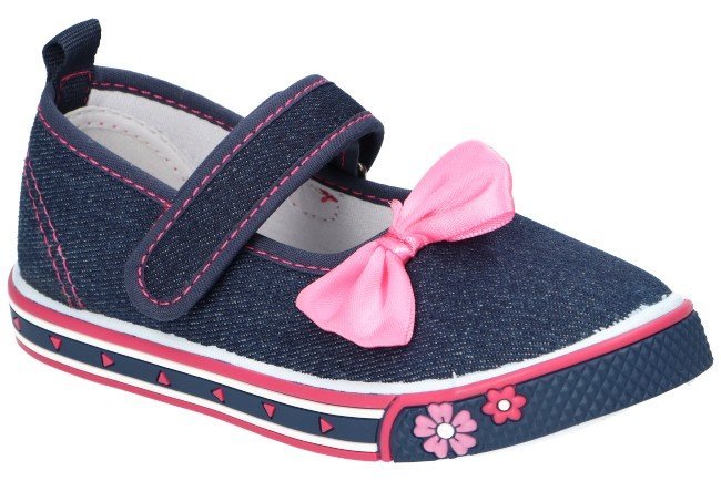 AMERICAN CLUB TEN154 BALERINKI TRAMPKI DZIECIĘCE RZEP WKŁADKA SKÓRZANA NAVY 26