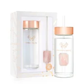 Pozostałe akcesoria kuchenne - Crystallove Szklana butelka na wodę z kwarcem różowym i słomką Butelki 1 ct - miniaturka - grafika 1