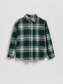 Kurtki i płaszcze dla chłopców - Reserved - Bawełniana koszula w kratę - zielony - miniaturka - grafika 1