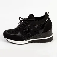 Półbuty damskie - Vinceza Czarne sneakersy półbuty damskie 10745 - - miniaturka - grafika 1