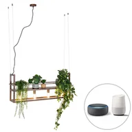 Lampy sufitowe - QAZQA Inteligentna lampa wisząca rdzawobrązowa ze stojakiem  w tym 4 Wifi A60 - Cage Rack - miniaturka - grafika 1