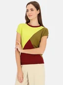 Bluzki damskie - Dzianinowa trójkolorowa bluzka Potis & Verso Karolina - miniaturka - grafika 1